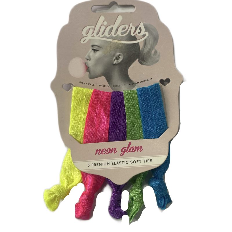 Gliders - Neon Glam - 5pkt Premium Elastic Soft Hair Ties